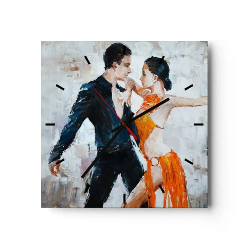 Horloge murale - Pendule murale - Un couple dynamique dansant dans un style latino-américain. - 30x30cm - Dirty dancing - Décoration murale moderne pour le salon et la chambre ARTTOR