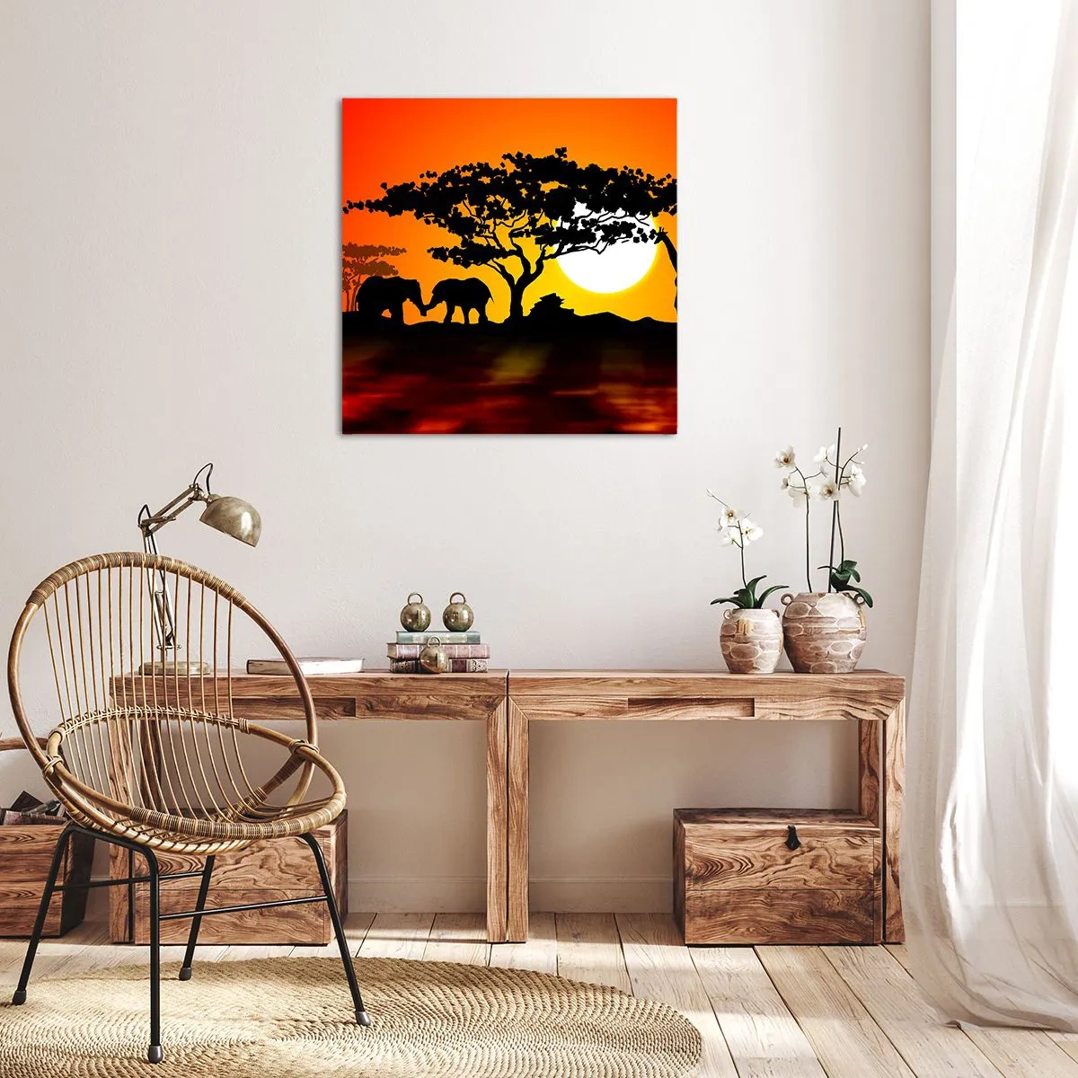 Impression sur toile - Image sur toile - Rencontre dans la savane - 50x50 cm
