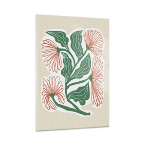 Impression sur verre - Image sur verre - Fleurs décoratives de style folklorique sur fond clair - 50x70cm - Folk et moderne - Décoration murale moderne pour le salon et la chambre ARTTOR