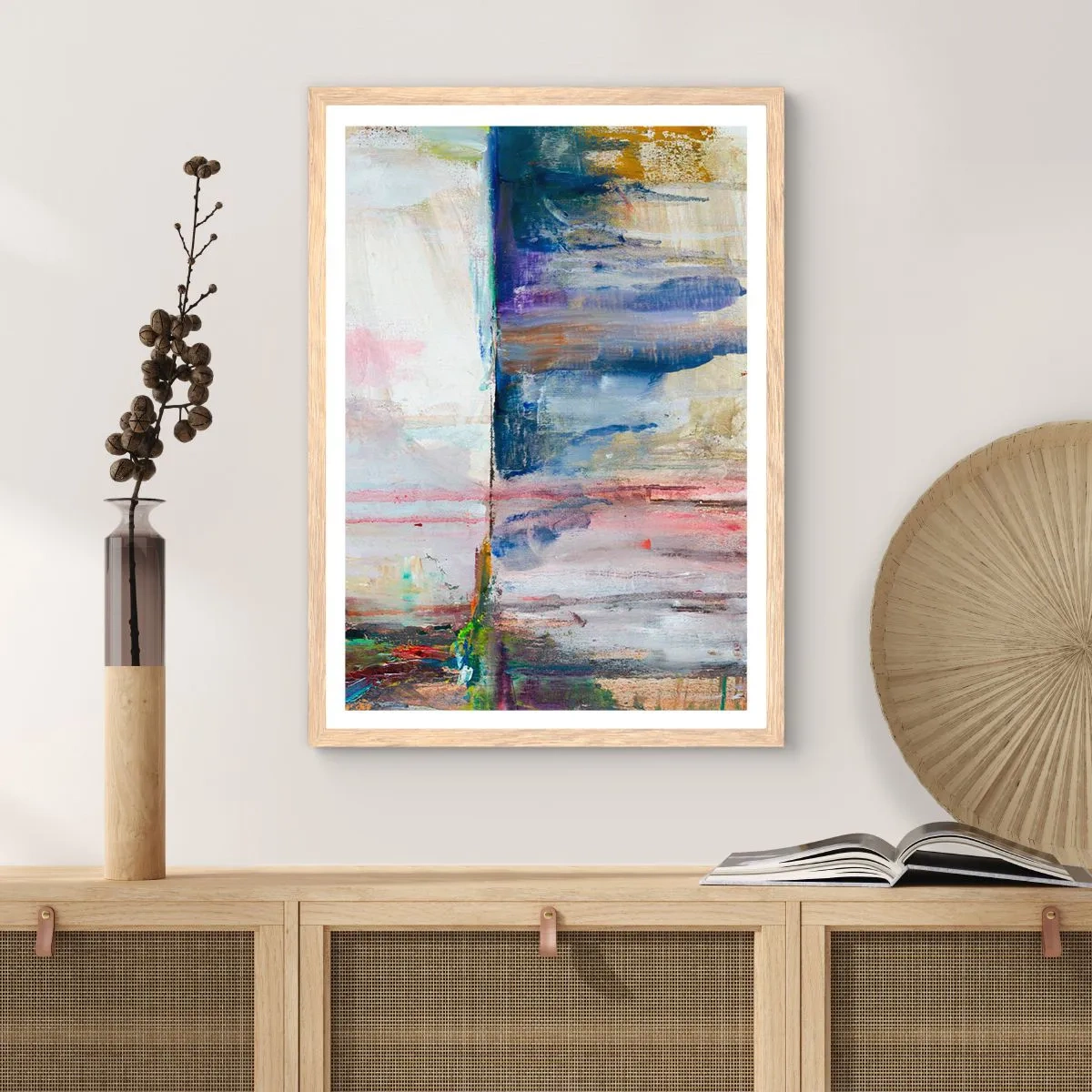 Affiche dans un chêne clair - Poster - Impressions et associations colorées - 70x100 cm