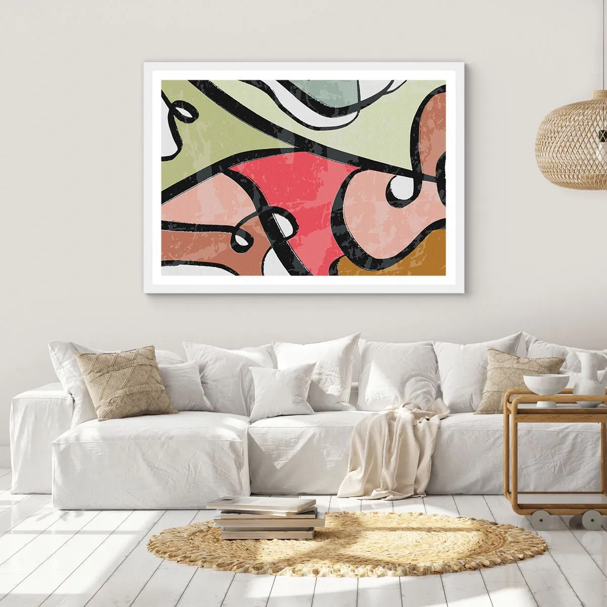 Affiche dans un cadre blanc - Poster - Pirouettes parmi les couleurs - 50x40 cm