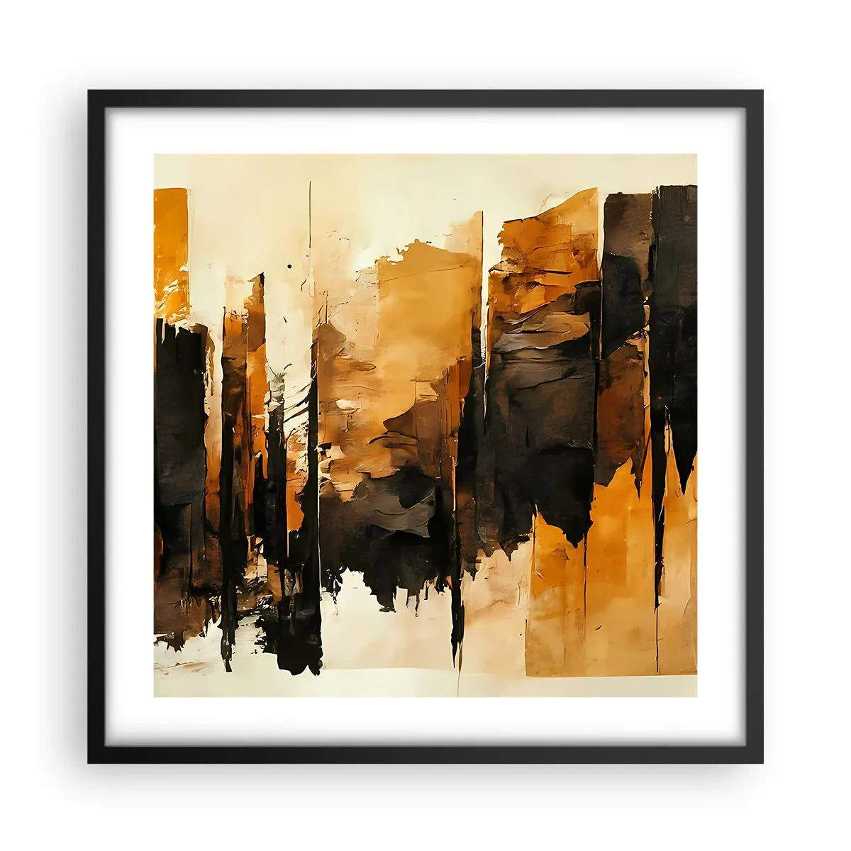 Affiche dans un cadre noir - Poster - Harmonie de noir et d'or - 50x50 cm