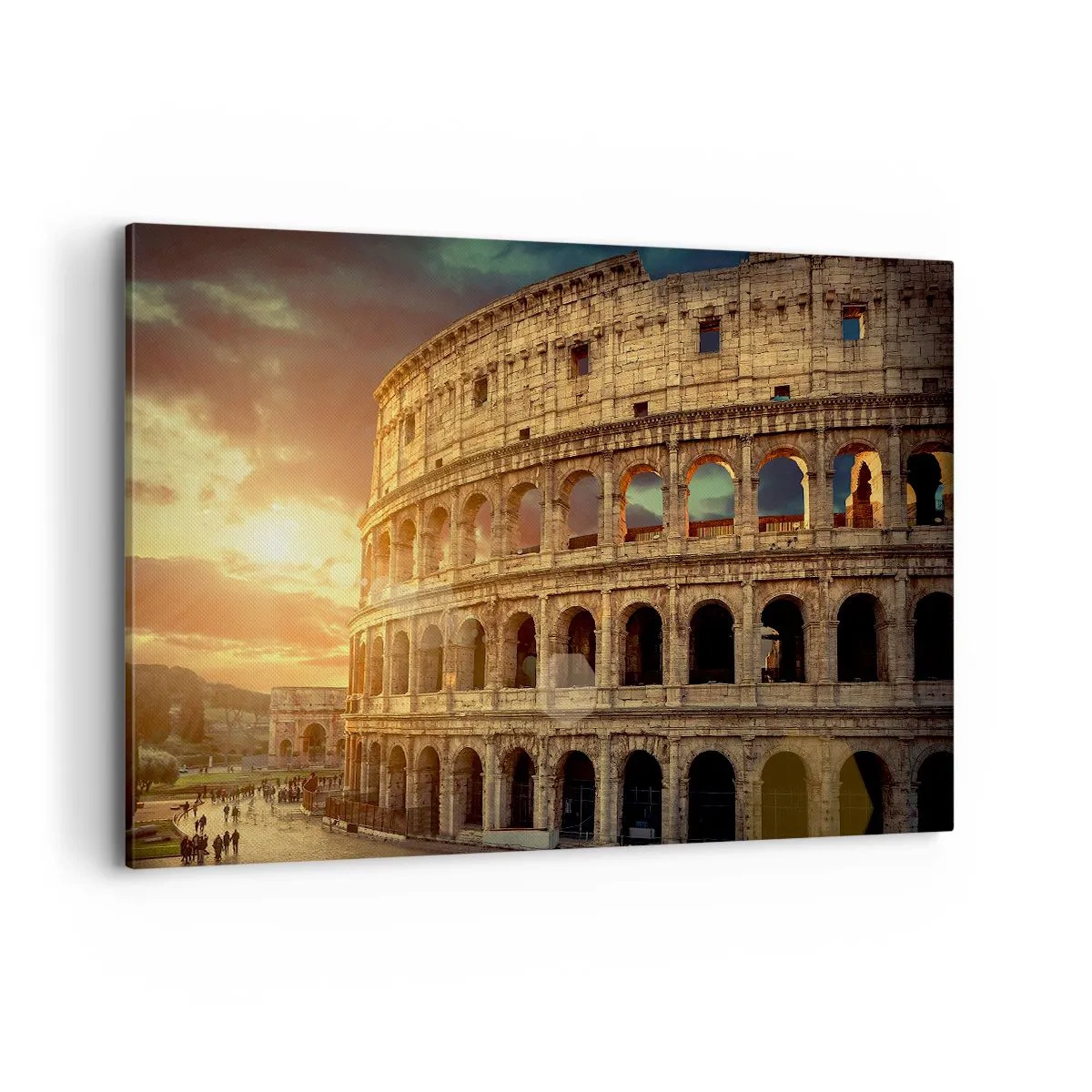 Impression sur toile - Image sur toile - Le Colisée de Rome au coucher du soleil - 120x80cm - Une impression colossale - Décoration murale moderne pour le salon et la chambre ARTTOR