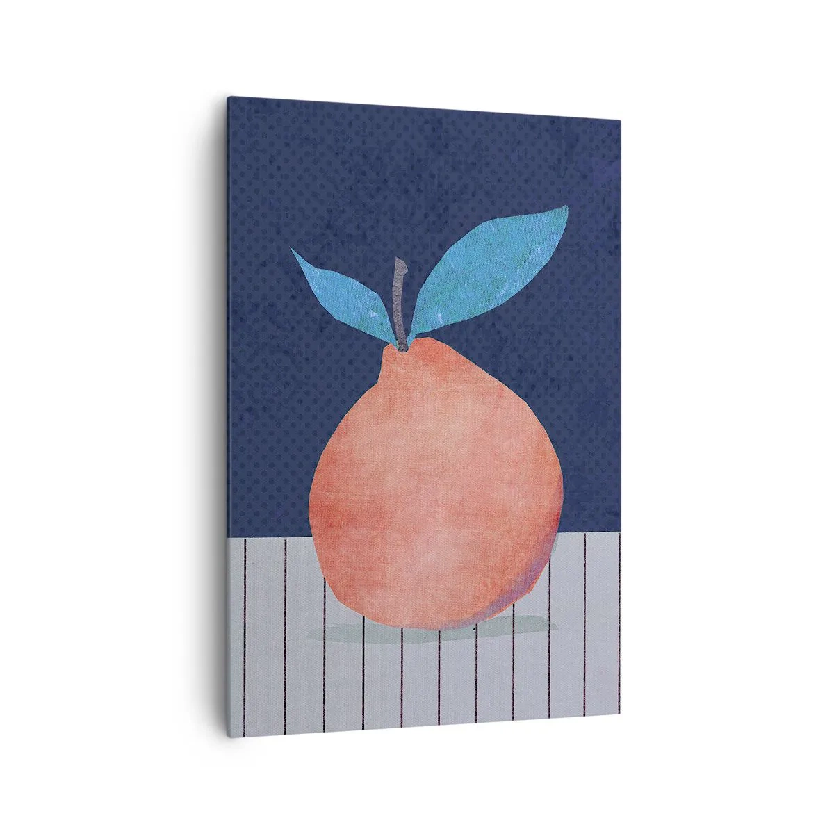 Impression sur toile - Image sur toile - Fruit abstrait sur fond de couleurs contrastées et de lignes droites. - 70x100cm - Convexité et plan - Décoration murale moderne pour le salon et la chambre ARTTOR