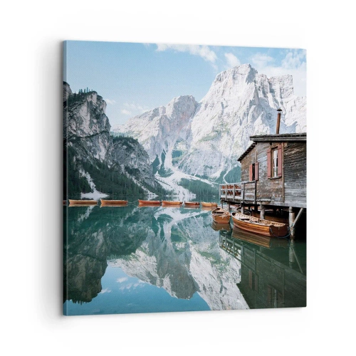 Impression sur toile - Image sur toile - Un matin cristallin en montagne - 60x60 cm