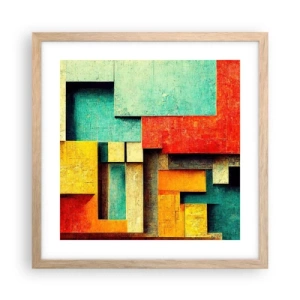 Affiche dans un chêne clair - Poster - Festival des angles droits - 40x40 cm