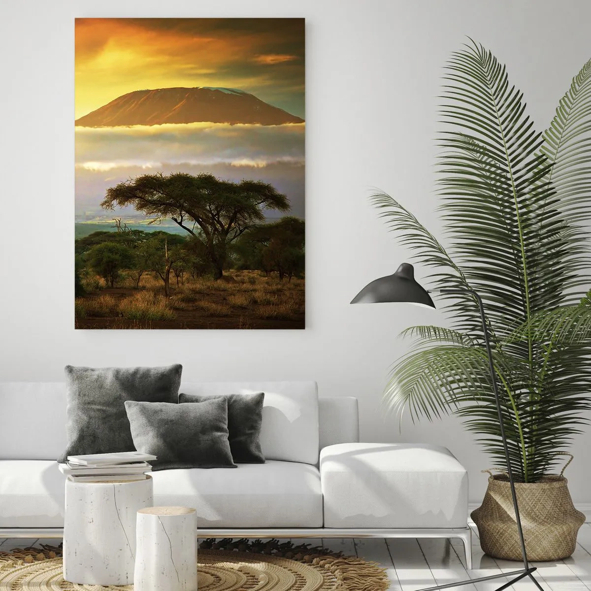 Impression sur verre - Image sur verre - Paysage africain avec le Kilimandjaro au lever du soleil - 70x100cm - Un rêve de voyageur - Décoration murale moderne pour le salon et la chambre ARTTOR
