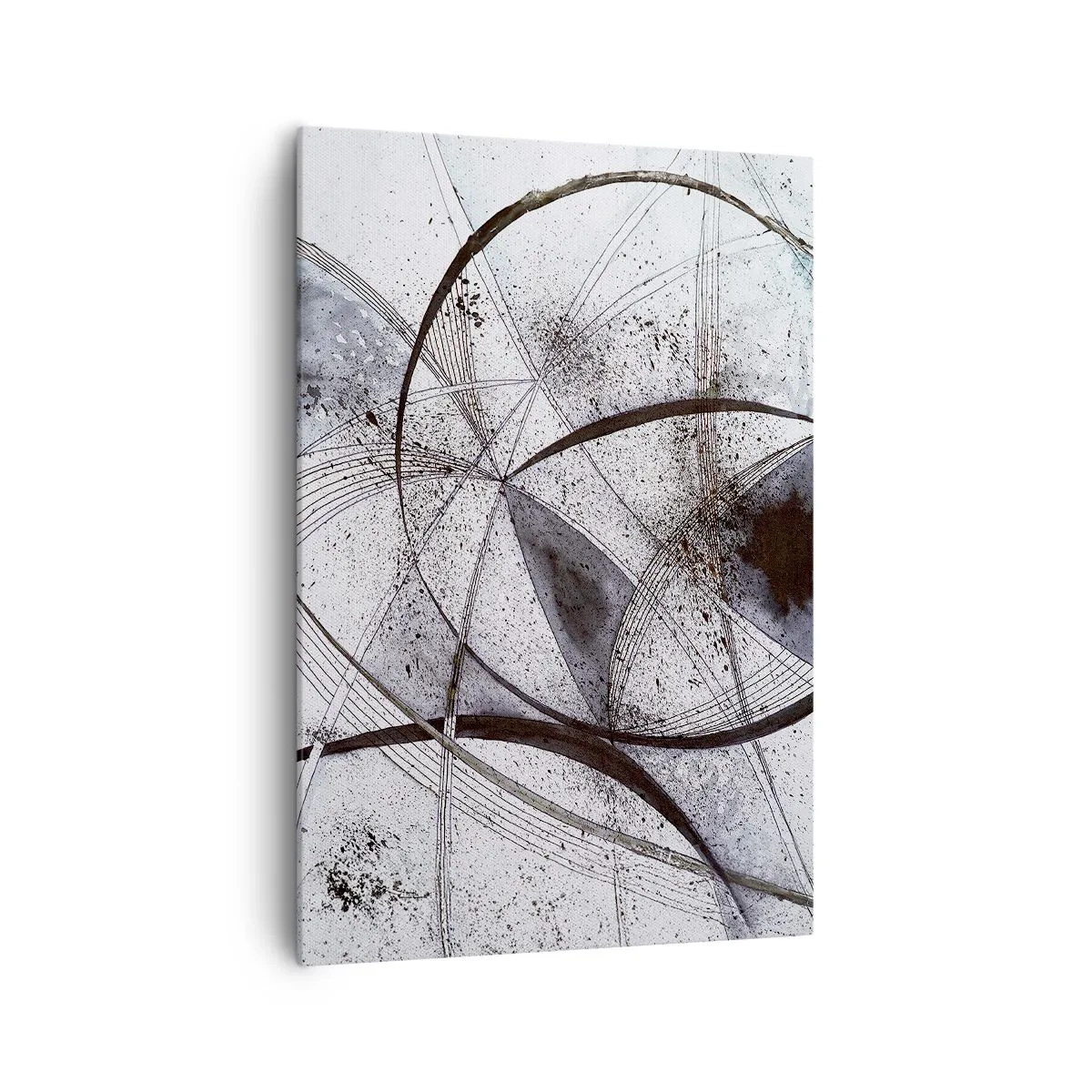 Impression sur toile - Image sur toile - Lignes et formes abstraites dans des tons de gris et de noir - 70x100cm - Fantaisie futuriste - Décoration murale moderne pour le salon et la chambre ARTTOR