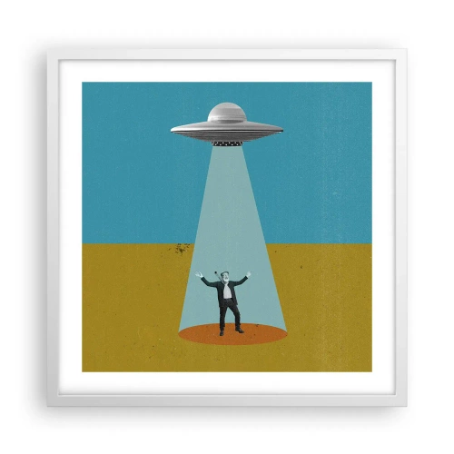 Affiche dans un cadre blanc - Poster - Rencontre proche - 50x50 cm