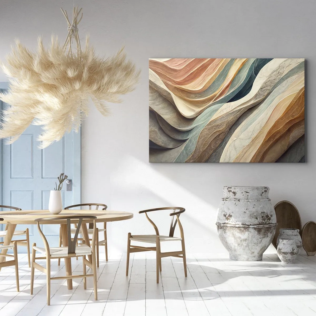 Impression sur toile - Image sur toile - Vagues abstraites aux tons pastel - 120x80cm - Le moment avant le changement - Décoration murale moderne pour le salon et la chambre ARTTOR