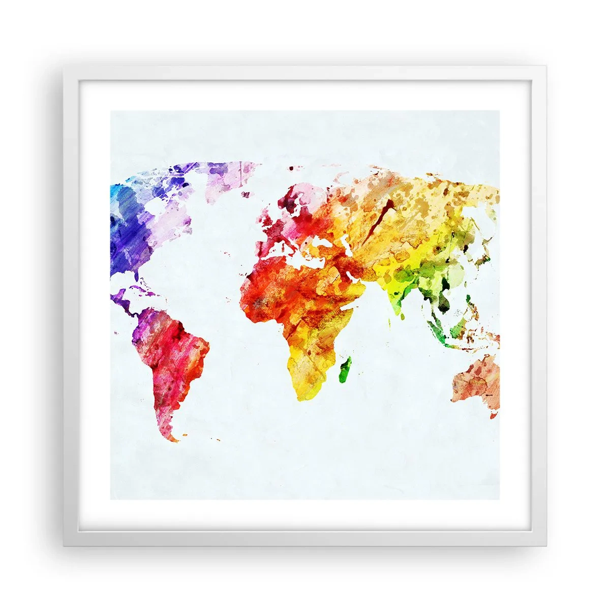 Affiche dans un cadre blanc - Poster - Toutes les couleurs du monde - 50x50 cm