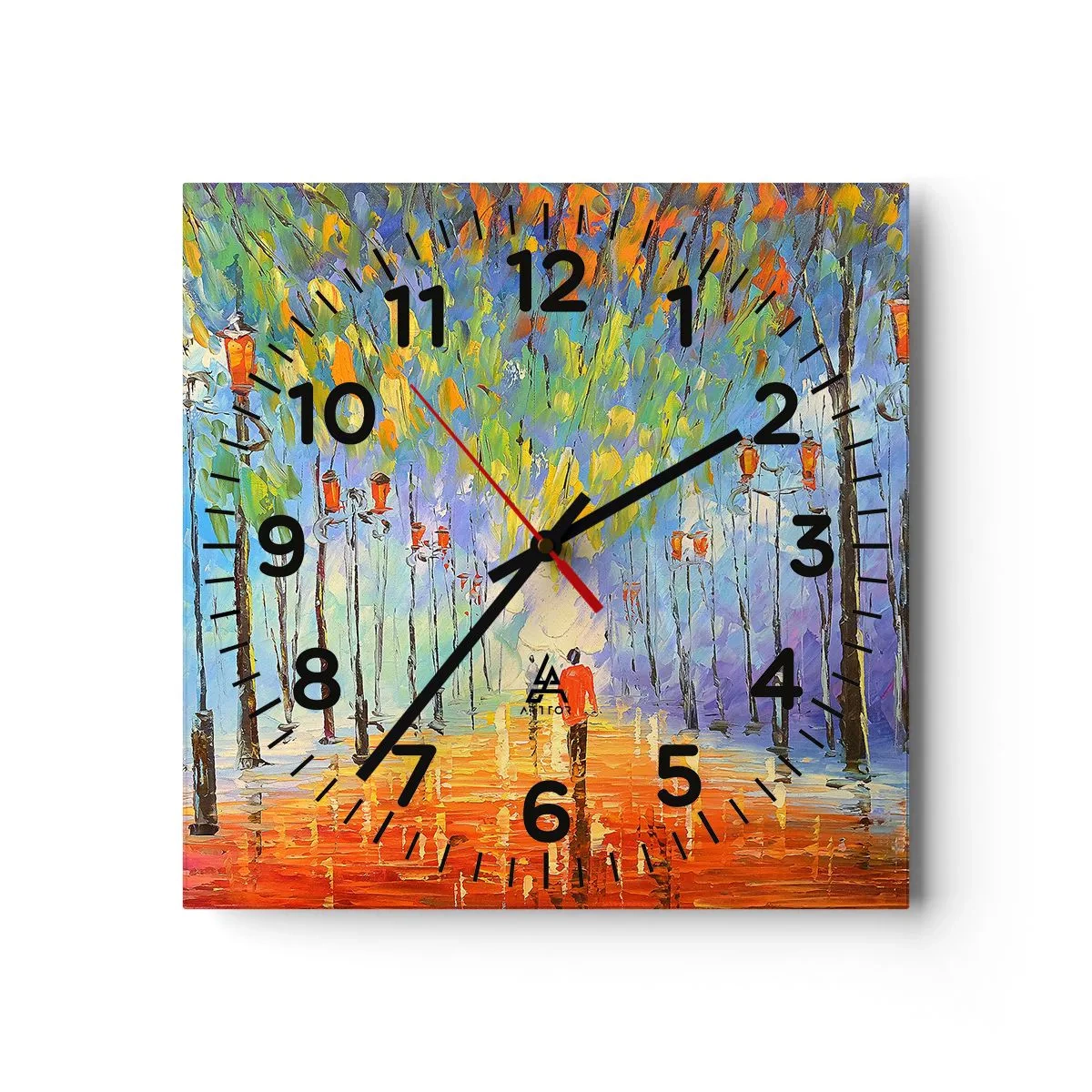 Horloge murale - Pendule murale - Chant nocturne de la pluie - 30x30 cm