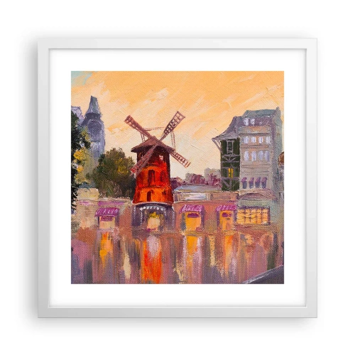 Affiche dans un cadre blanc - Poster - Icones parisiennes – le Moulin rouge - 40x40 cm