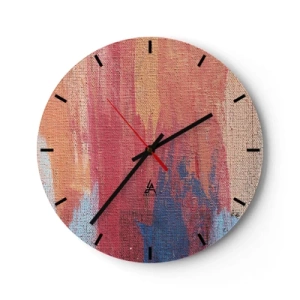 Horloge murale - Pendule murale - Coups de peinture colorés sur la texture de la toile - 30x30cm - Ecoulement de l'arc-en ciel - Décoration murale moderne pour le salon, la cuisine et la chambre ARTTOR