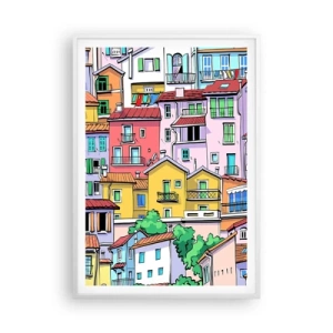 Affiche dans un cadre blanc - Poster - Ville joyeuse - 70x100 cm