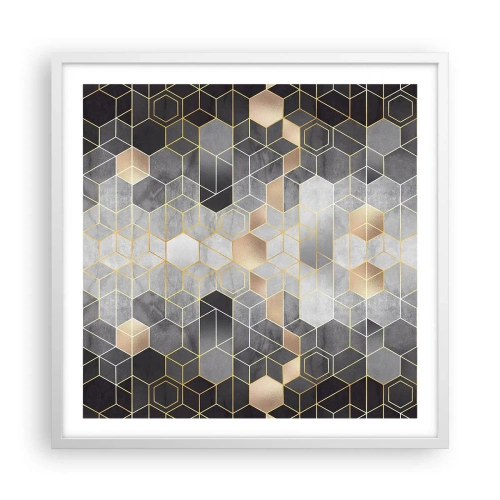Affiche dans un cadre blanc - Poster - Composition de diamants - 60x60 cm