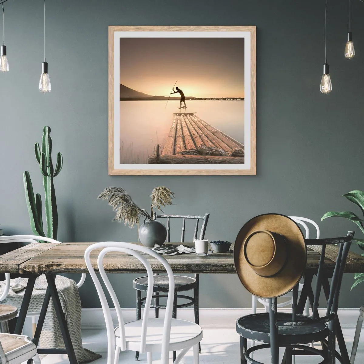 Affiche dans un chêne clair - Poster - Avant la fin du jour - 60x60 cm