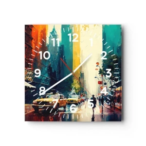 Horloge murale - Pendule murale - New York – ici même la pluie est colorée - 30x30 cm