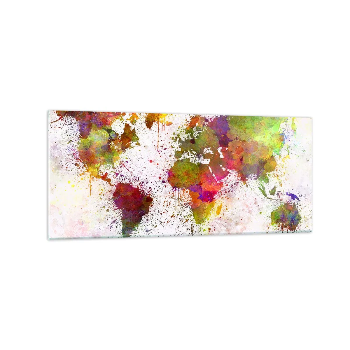 Impression sur verre - Image sur verre - Une carte du monde colorée dans un style abstrait - 120x50cm - D'une certaine manière ça s'est passé de la même façon - Décoration murale moderne pour le salon et la chambre ARTTOR