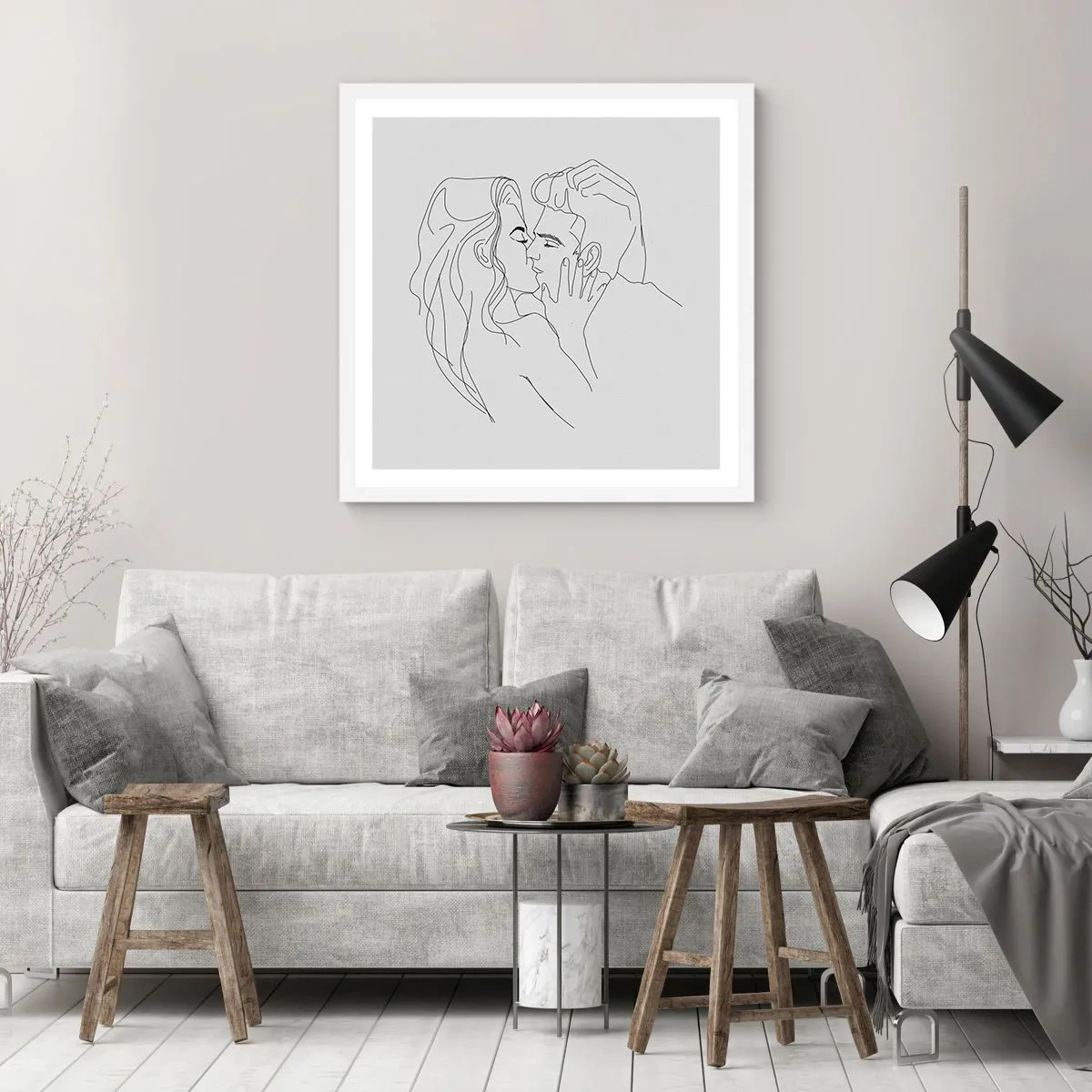 Affiche dans un cadre blanc - Poster - La même ligne - 50x50 cm