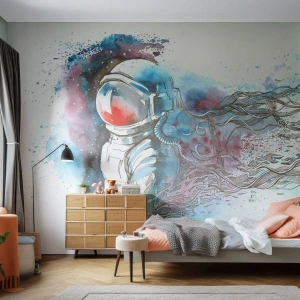 Papier peint sur mesure Premium Sand - Seul avec l'espace - Astronaute, Cosmonaute, Abstraction