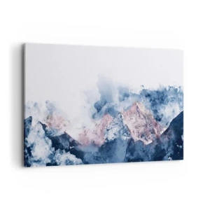 Impression sur toile - Image sur toile - Montagnes à l'aquarelle dans des tons pastel sur fond blanc - 100x70cm - Ce sont des sommets ! - Décoration murale moderne pour le salon et la chambre ARTTOR