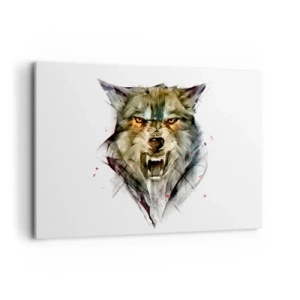 Impression sur toile - Image sur toile - Un loup dangereux sous une forme dynamique et artistique - 120x80cm - Pas un pas ! - Décoration murale moderne pour le salon et la chambre ARTTOR