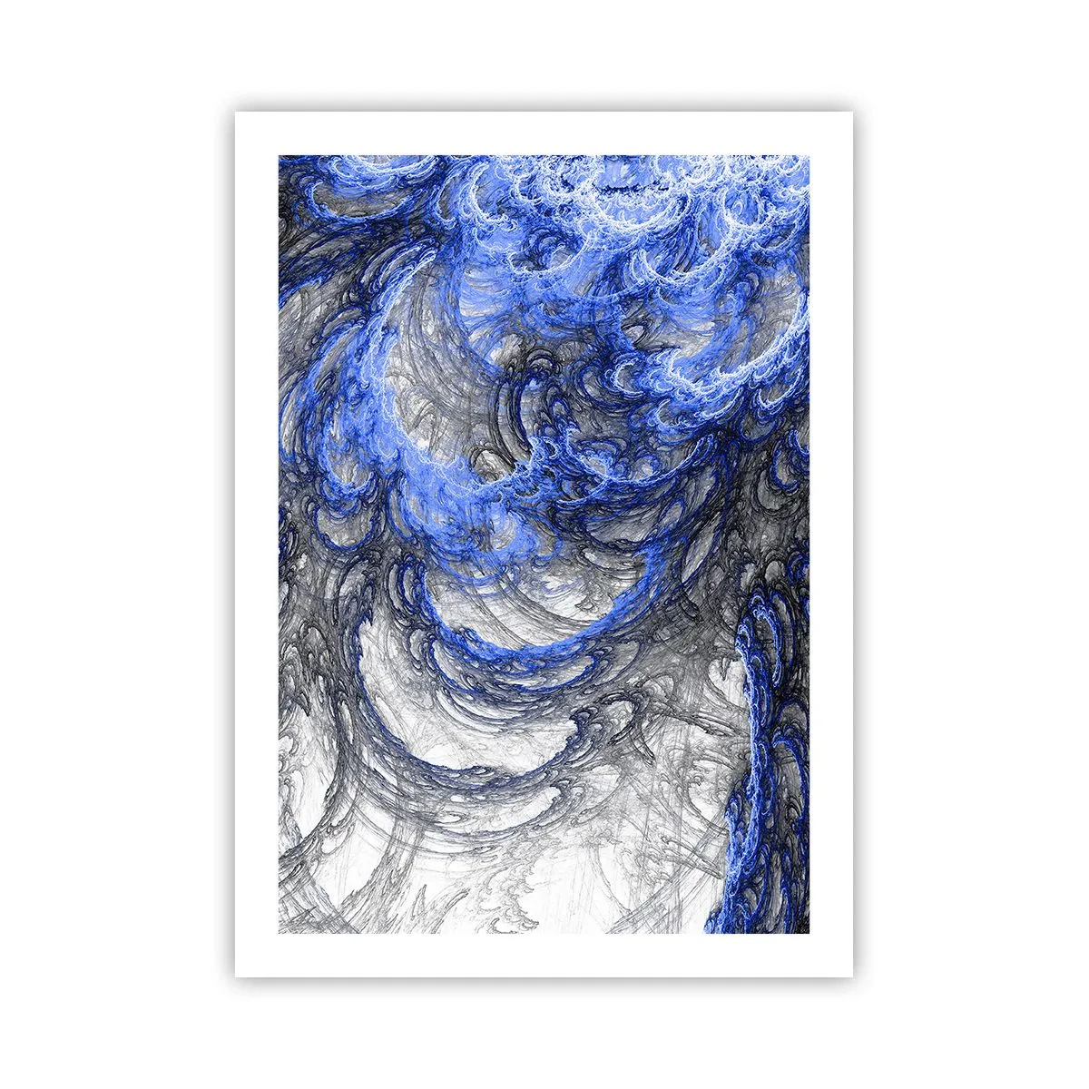 Affiche - Poster - Vagues abstraites dans des tons de bleu et de gris - 50x70cm - La naissance d'une vague - Décoration murale moderne pour le salon et la chambre ARTTOR