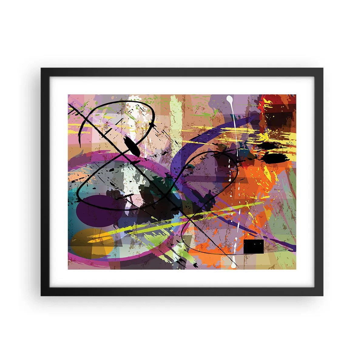 Affiche dans un cadre noir - Poster - Vous pouvez aller tout droit ou autour - 50x40 cm