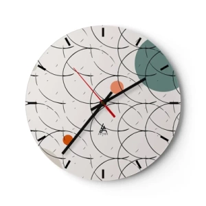 Horloge murale - Pendule murale - Composition pop art avec des lignes noires et des cercles colorés - 30x30cm - Dans l'esprit pop art - Décoration murale moderne pour le salon, la cuisine et la chambre ARTTOR