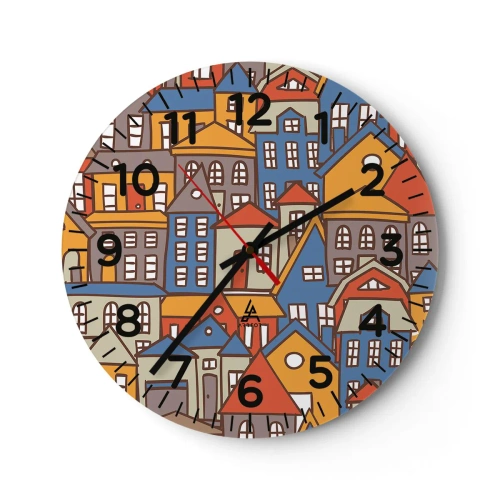 Horloge murale - Pendule murale - Derrière la maison, une maison - 40x40 cm