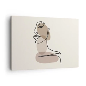 Impression sur toile - Image sur toile - Un profil féminin dans un style d'art linéaire minimaliste - 70x50cm - Une certaine ligne de beauté - Décoration murale moderne pour le salon et la chambre ARTTOR