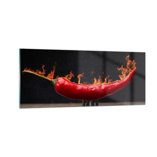 Impression sur verre - Image sur verre - Un apéritif enflammé - 100x40 cm