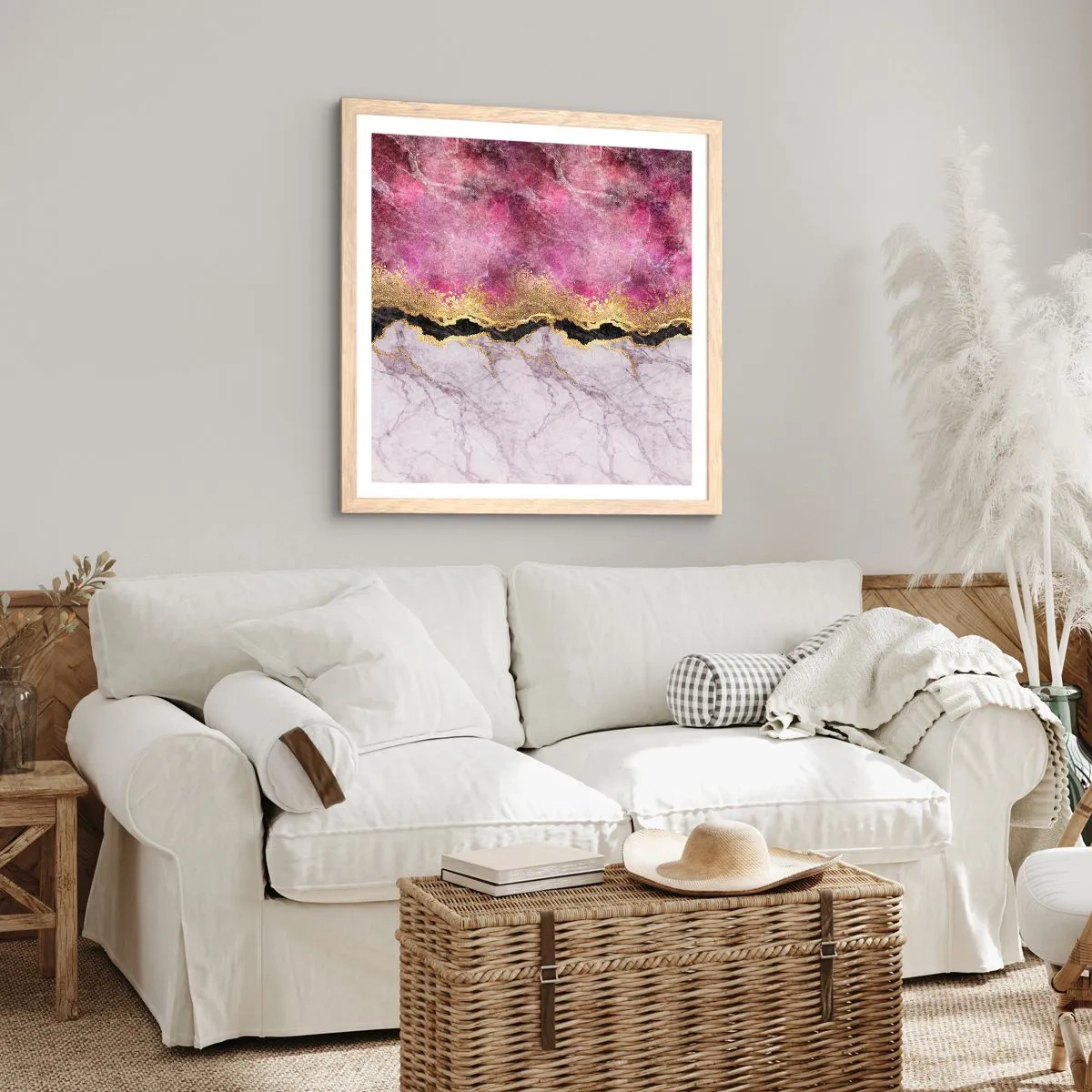 Affiche dans un chêne clair - Poster - À la frontière - 30x30 cm