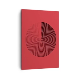 Impression sur toile - Image sur toile - Cercles concentriques sur fond rouge - 70x100cm - Mouvement circulaire - Décoration murale moderne pour le salon et la chambre ARTTOR