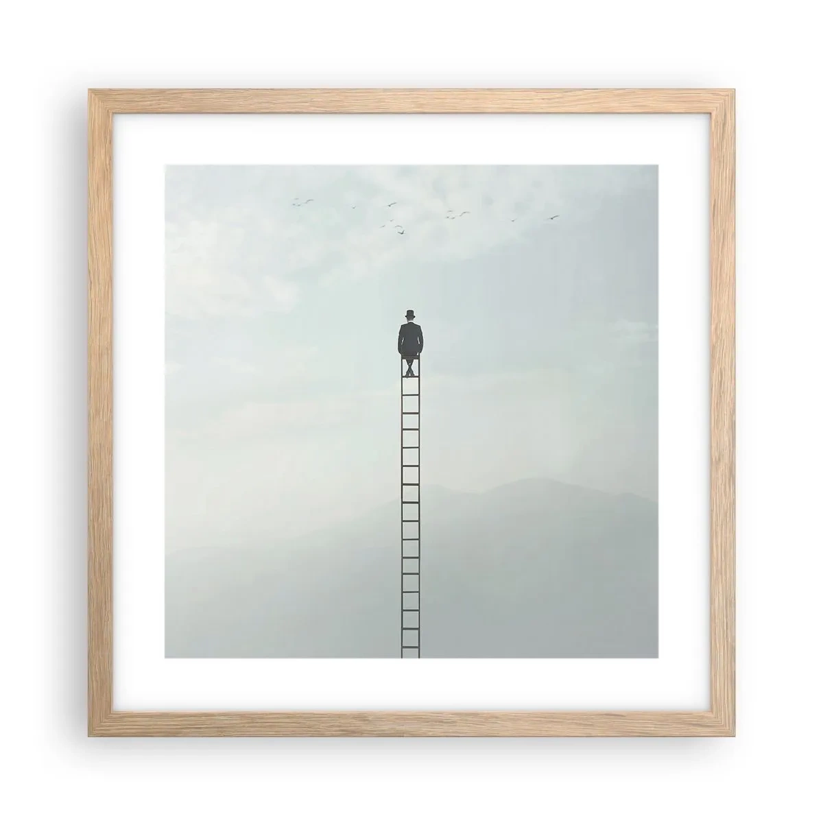 Affiche dans un chêne clair - Poster - Se soulever au-dessus - 40x40 cm