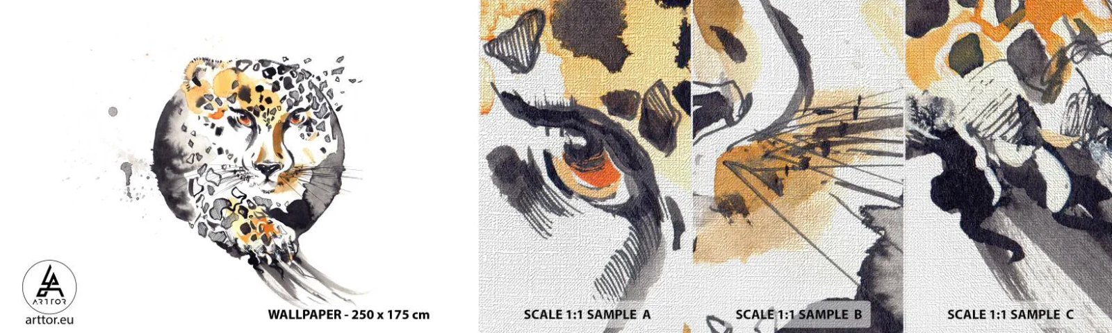 Échantillon de Papier Peint Premium Canvas - Drapieżna uroda - Animaux, Panthère, Nature - 100x30 cm