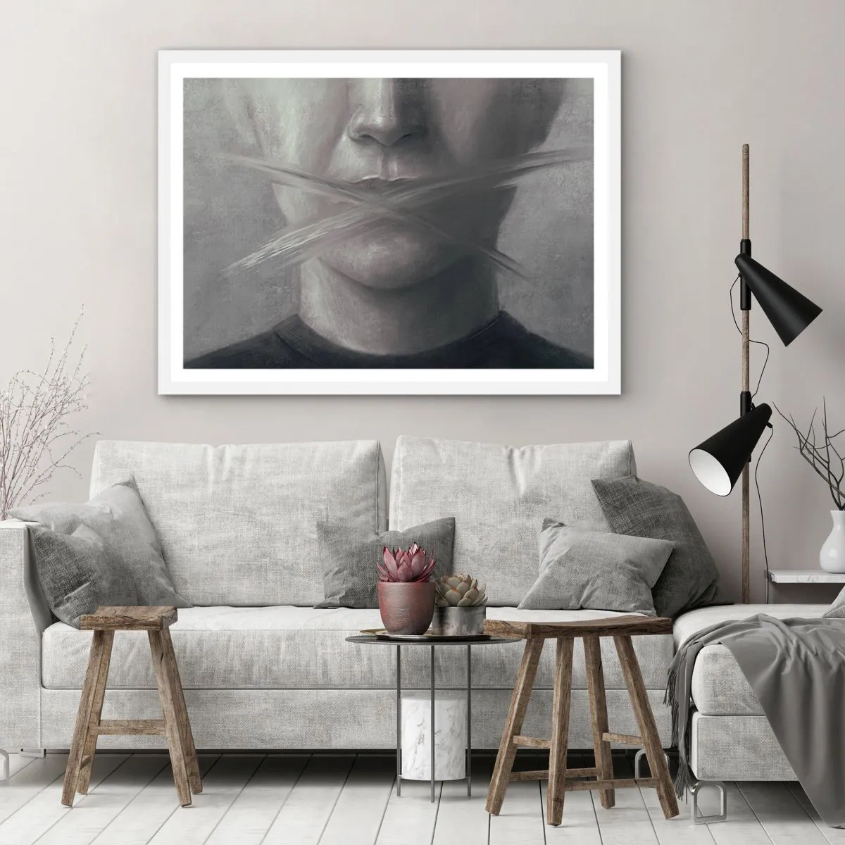 Affiche dans un cadre blanc - Poster - Sans mot - 91x61 cm