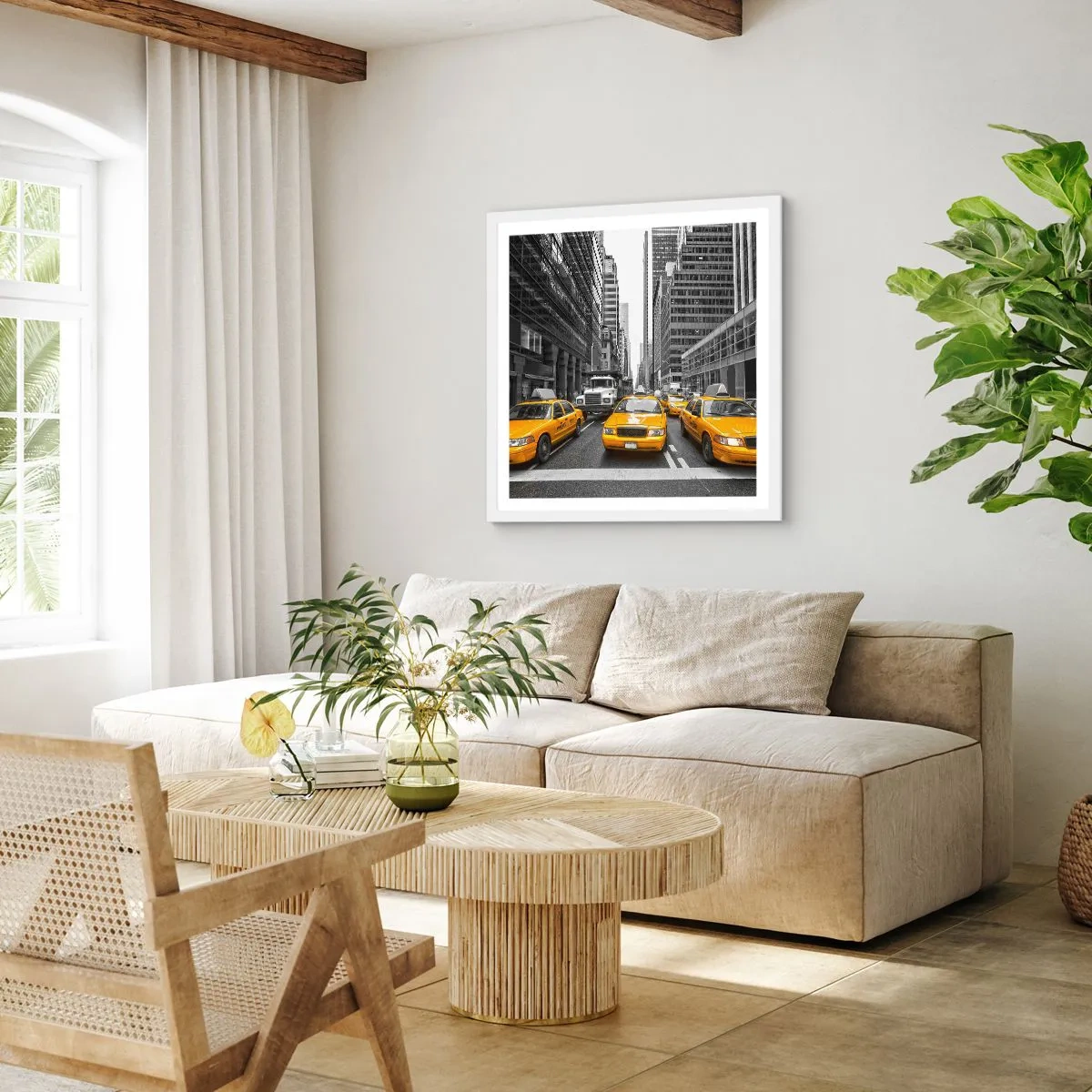 Affiche dans un cadre blanc - Poster - C'est nous qui colorons la ville - 60x60 cm