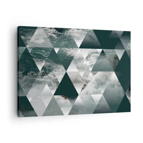 Impression sur toile - Image sur toile - Motif géométrique avec un motif de vagues dans des tons de vert - 70x50cm - Point de vue de cristal - Décoration murale moderne pour le salon et la chambre ARTTOR