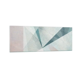 Impression sur verre - Image sur verre - Formes géométriques dans des tons pastel de bleu et de gris - 140x50cm - Calme bien que dynamique - Décoration murale moderne pour le salon et la chambre ARTTOR