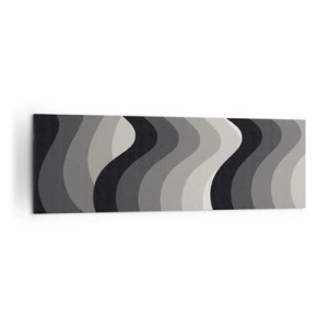 Impression sur toile - Image sur toile - Motifs ondulés noirs et blancs dans des tons de gris - 160x50cm - Vague après vague - Décoration murale moderne pour le salon et la chambre ARTTOR