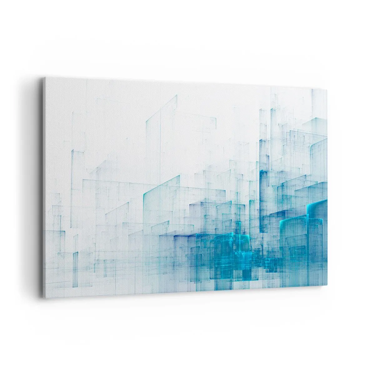 Impression sur toile - Image sur toile - Formes géométriques abstraites dans des tons de bleu - 120x80cm - Comment l’espace s’est formé - Décoration murale moderne pour le salon et la chambre ARTTOR