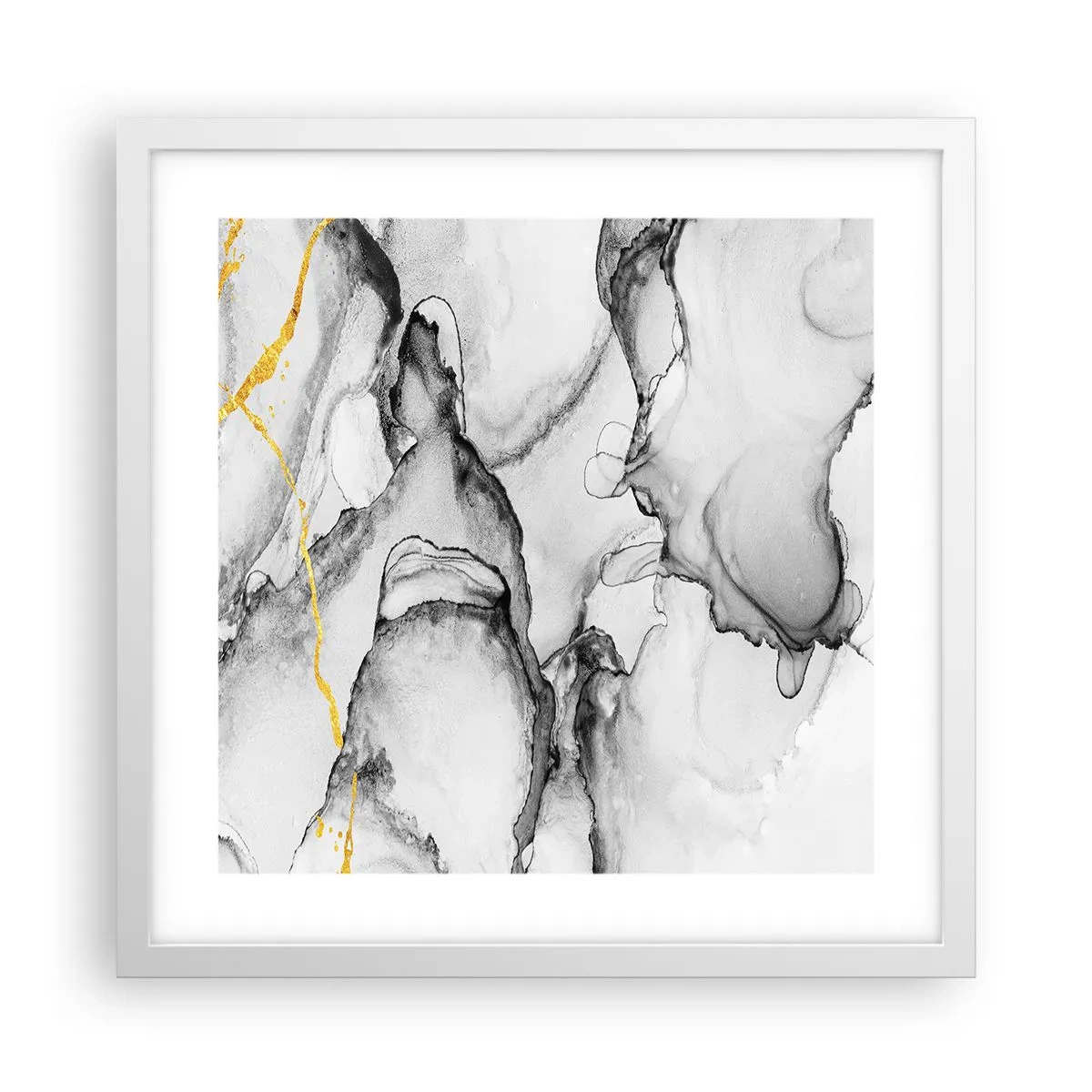 Affiche dans un cadre blanc - Poster - Composition à motif or - 40x40 cm