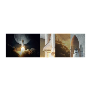 Échantillon de Papier Peint Premium Canvas - Le début d'une aventure surnaturelle - Lune, Une fusée spatiale, NASA - 100x30 cm