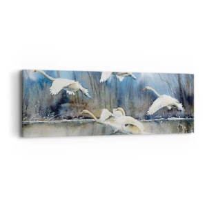 Impression sur toile - Image sur toile - Comme dans un conte de fées sur les cygnes sauvages - 90x30 cm