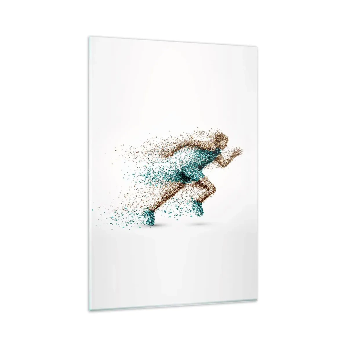 Impression sur verre - Image sur verre - Une figurine de coureur dynamique composée de minuscules particules - 80x120cm - La vie est une course - Décoration murale moderne pour le salon et la chambre ARTTOR