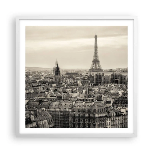 Affiche dans un cadre blanc - Poster - Sur les toits de Paris - 60x60 cm
