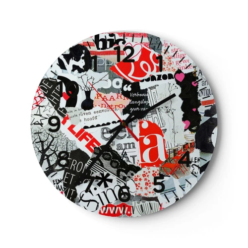 Horloge murale - Pendule murale - Collage hipster - 30x30 cm