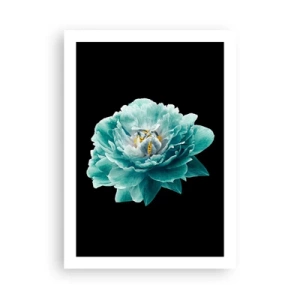Affiche - Poster - Fleur turquoise avec une abeille sur fond noir - 50x70cm - Pétales bleus et dorés - Décoration murale moderne pour le salon et la chambre ARTTOR